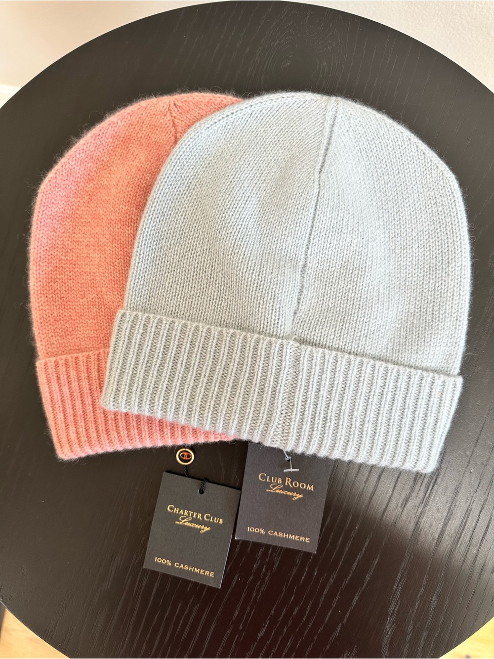 Charter Club Kids Cashmere Beanie Duo - Soft Pink and Light Blue